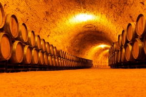 Antique Wine Cellar with Wooden Barrels