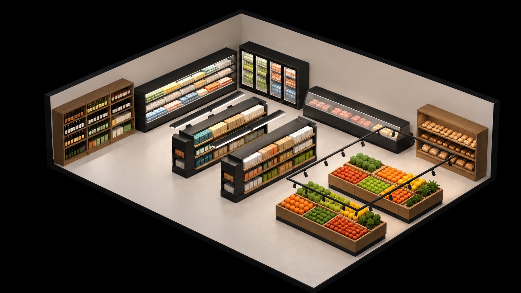 Promolux supermarket lighting guide diagram