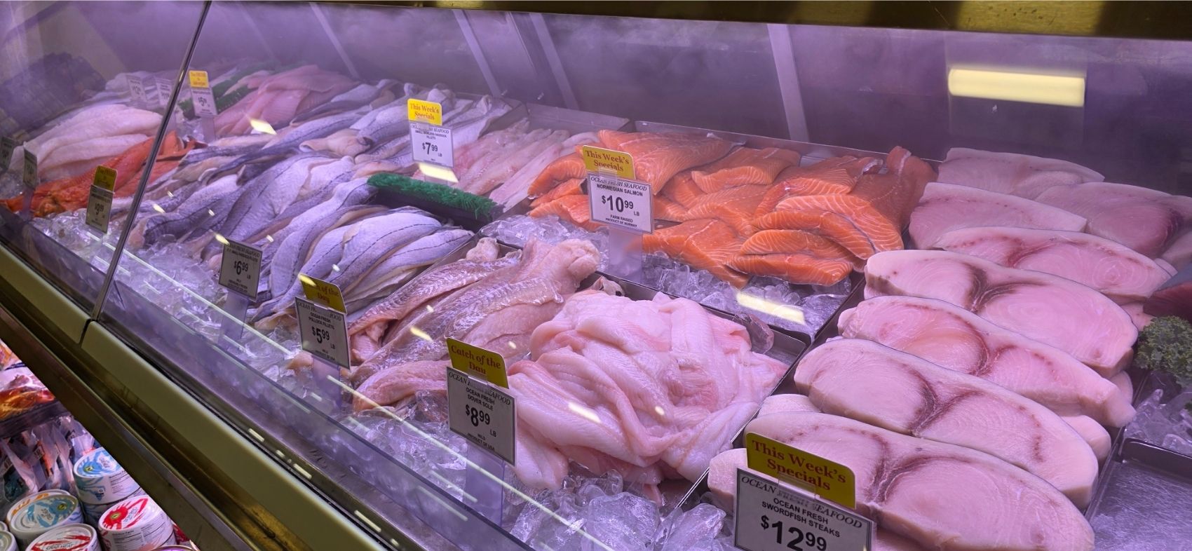display case for seafood department