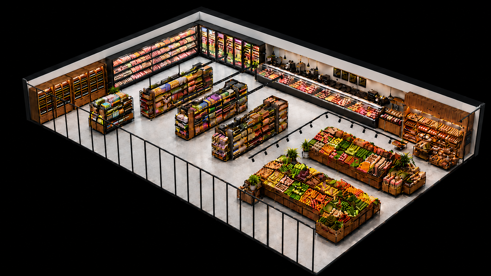 Promolux supermarket lighting guide diagram